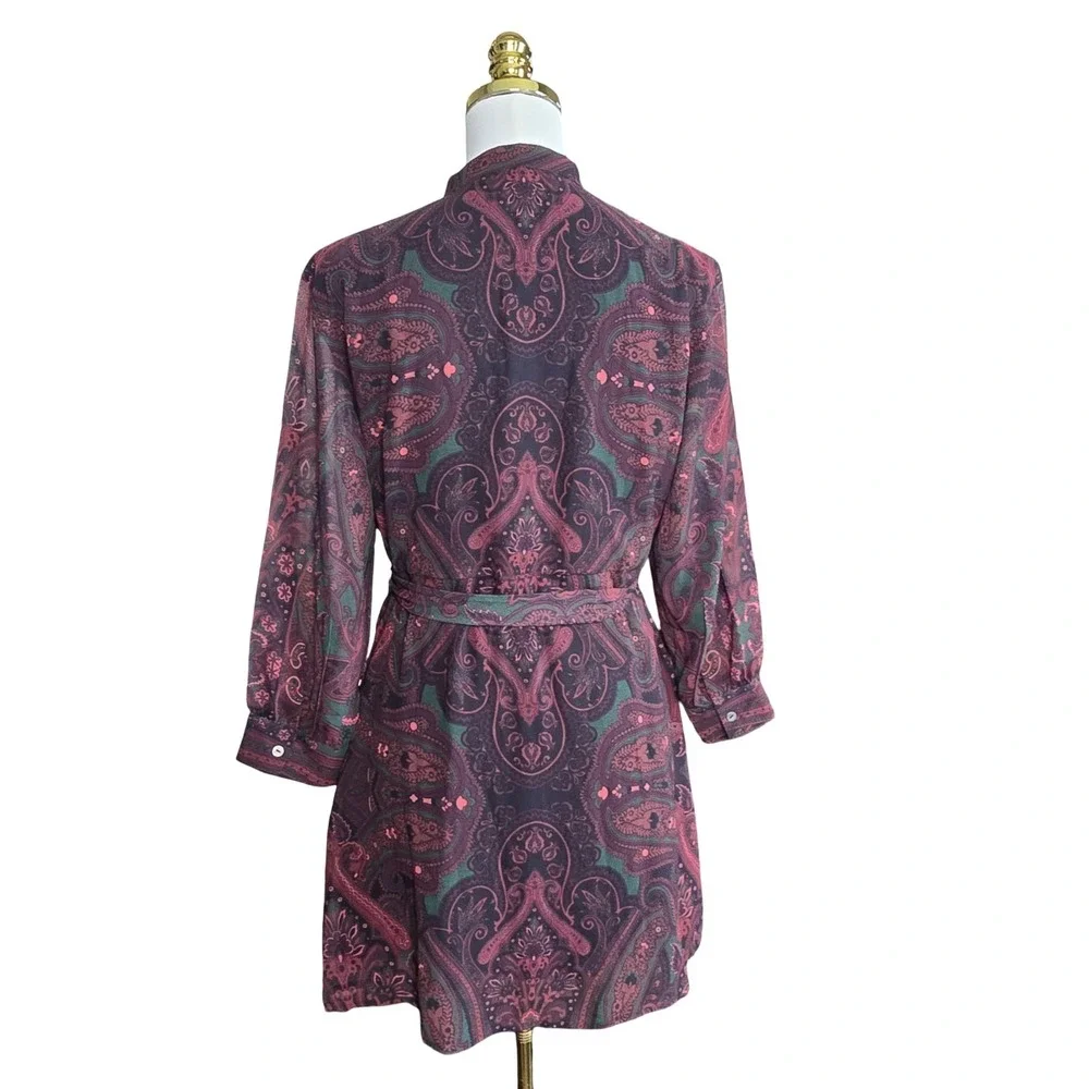 eShakti Wayward Fancies Paisley Shirt Dress Tie Waist Boho No Size Tag‎
